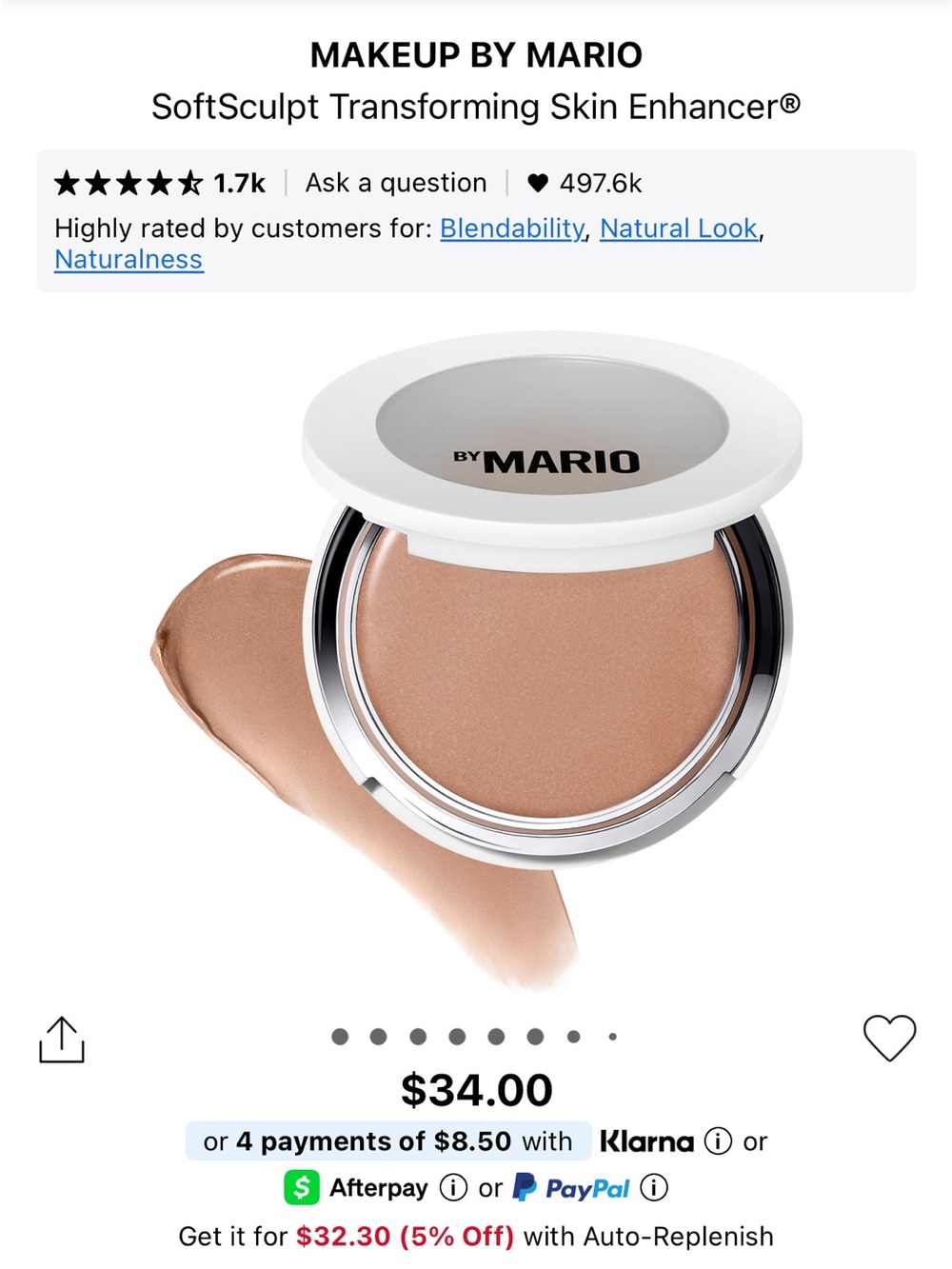 NWT MAKEUP BY MARIO SoftSculpt Transforming Skin Enhancer - Light Medium